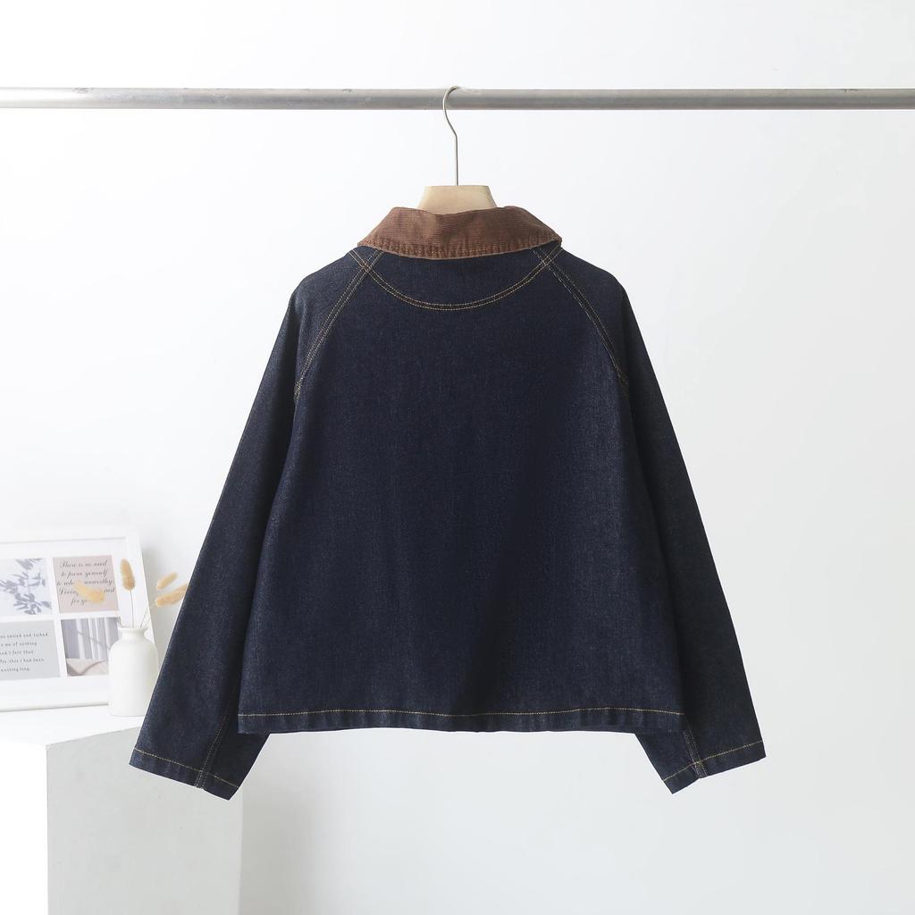 2025 Autumn Cotton Stretch Barn-Style Denim Jacket: Retro Loose, Versatile, Short Outerwear Top