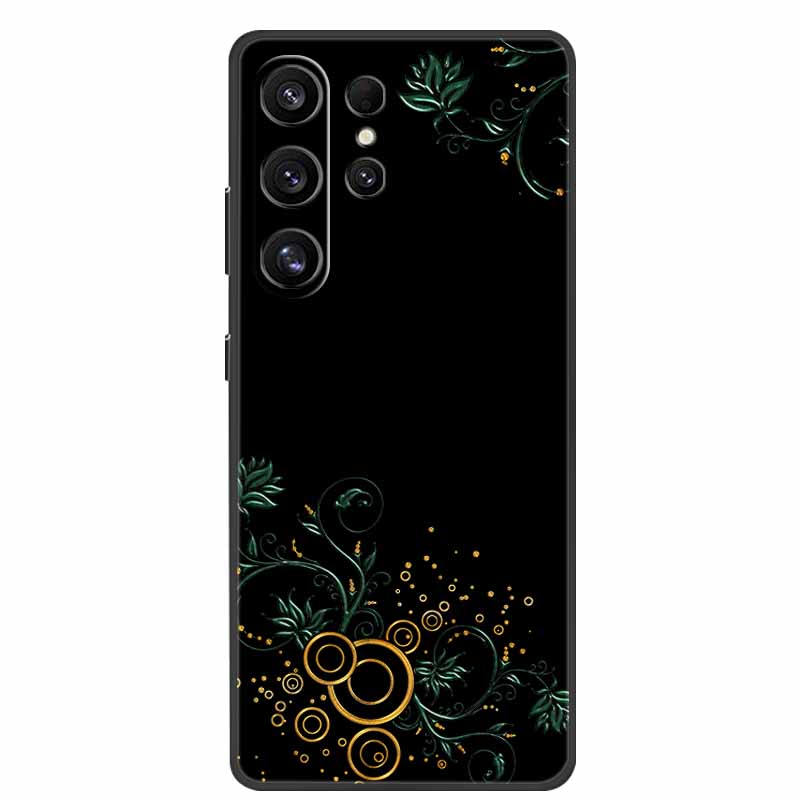 For Samsung Galaxy S26 Ultra Case Cute Floral Black Luxury Soft Silicone Back Cover For Samsung S26 Ultra Cases GalaxyS26 Ultra