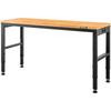 Workbench Adjustable Height, 183 x 64 cm Garage Table w/ 72 – 97 cm Heights & 900KG Load Capacity, with Power Outlets & Hardwood Top & Metal Frame &