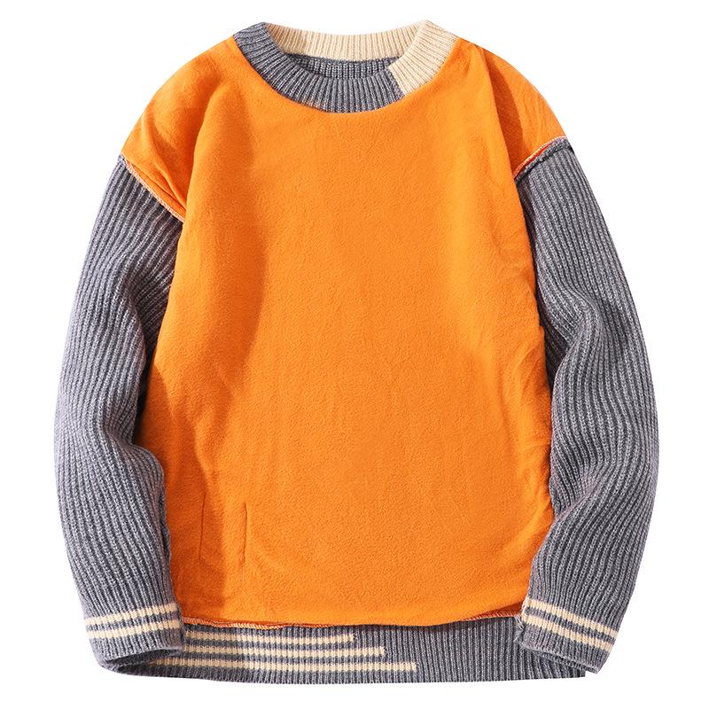 Men's Plush Knit Two-Piece Round Neck Pullover Sweater, Autumn/Winter Trend