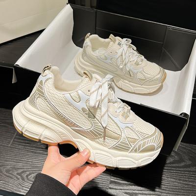 Women's New Sneakers Retro Breathable Mesh Casual Shoes Casual Footwear With Round Toe Straps Running Shoes Chunky Size 35-40