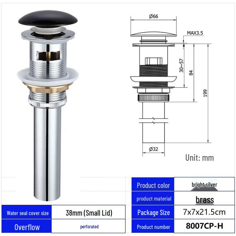Electroplated Copper Pop-Up Sink Drain