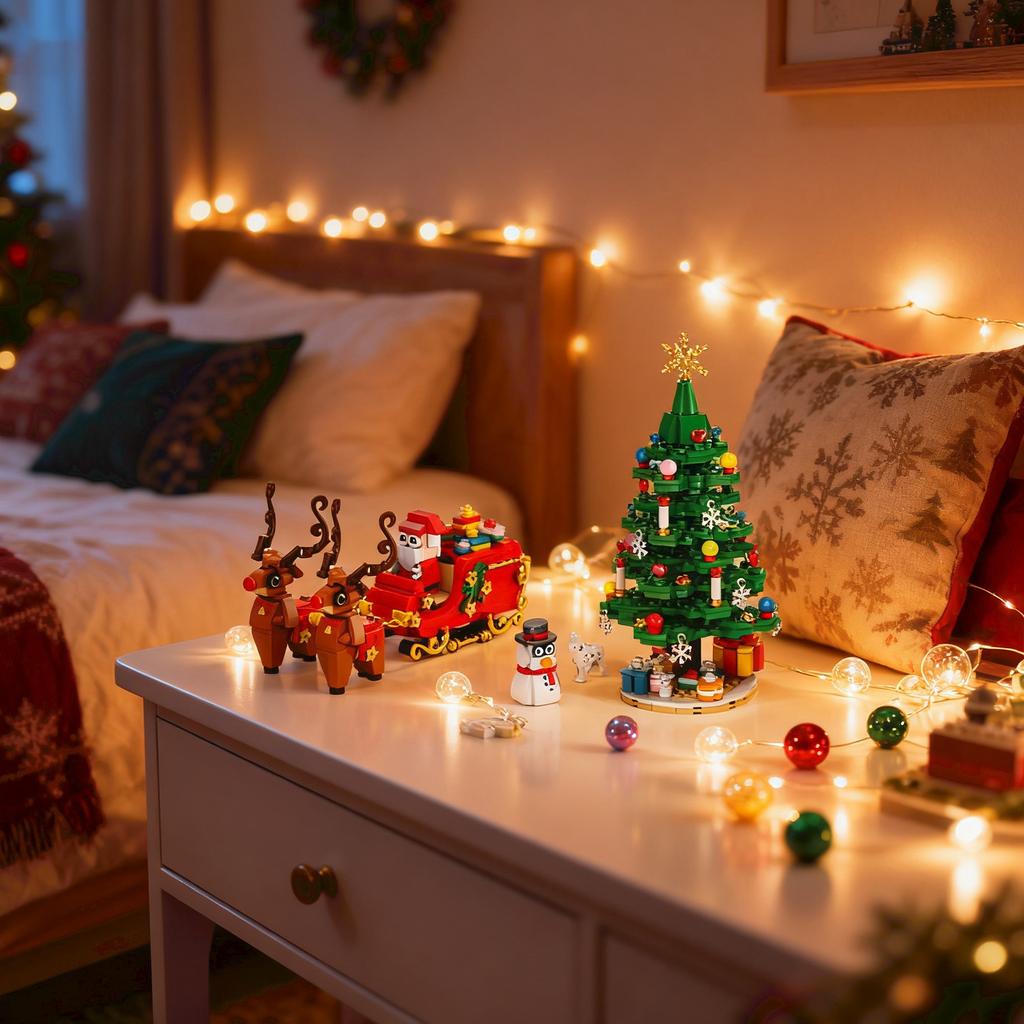 24 Stück Weihnachten 3D Countdown Kalender Zusammenbauen Baustein Spielzeug Set Geschenk 24 Baustein Zubehör