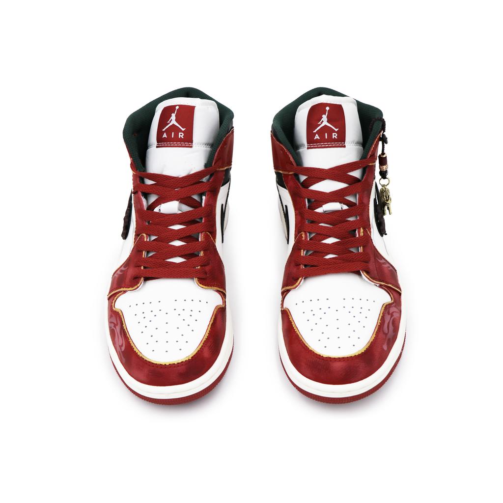 Jordan Air Jordan 1 Mid top Vintage Basketball Shoes Unisex Red Black White DQ8426-105(Team17-)