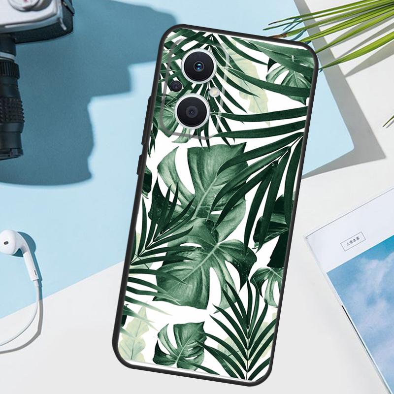 Housse verte feuilles Monstera pour OPPO Reno 14 F 13 12 11 10 Pro 11F 12F 13F 7 8 Lite Étui OPPO Find X9 X8 X6 X5 Pro