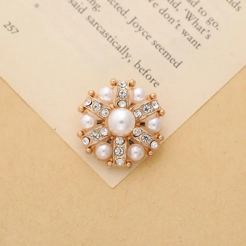 5 Stück Blumenperlen Metall Strasssteine Knöpfe mit Öse Für Hochzeitskleidung Kleid Dekoration