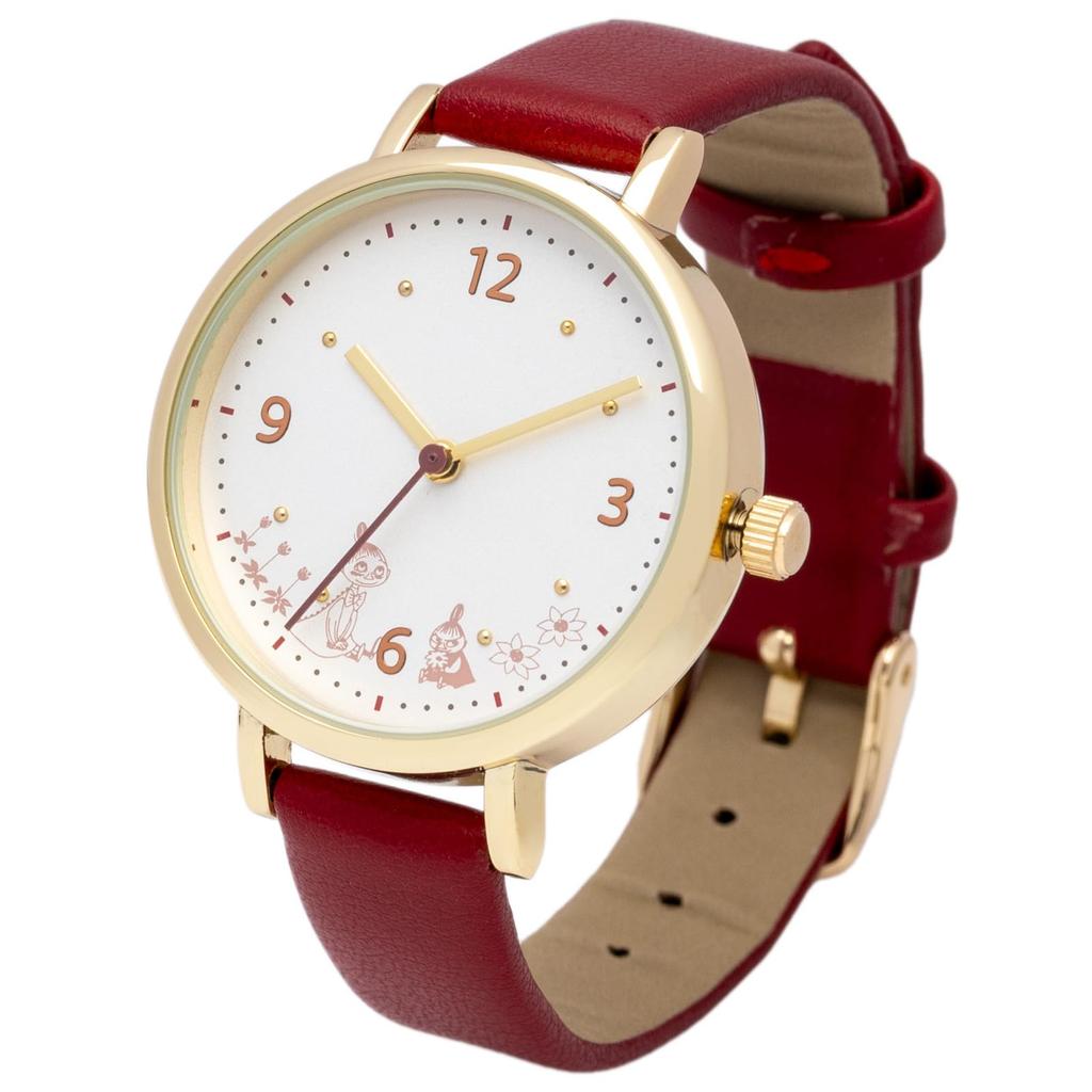 Feldarbeit Analoge Uhr mit Moomin Leder Einfache Moomin Aufdruck Uhr Rotes Damendesign, Armband, J, MOM021-3