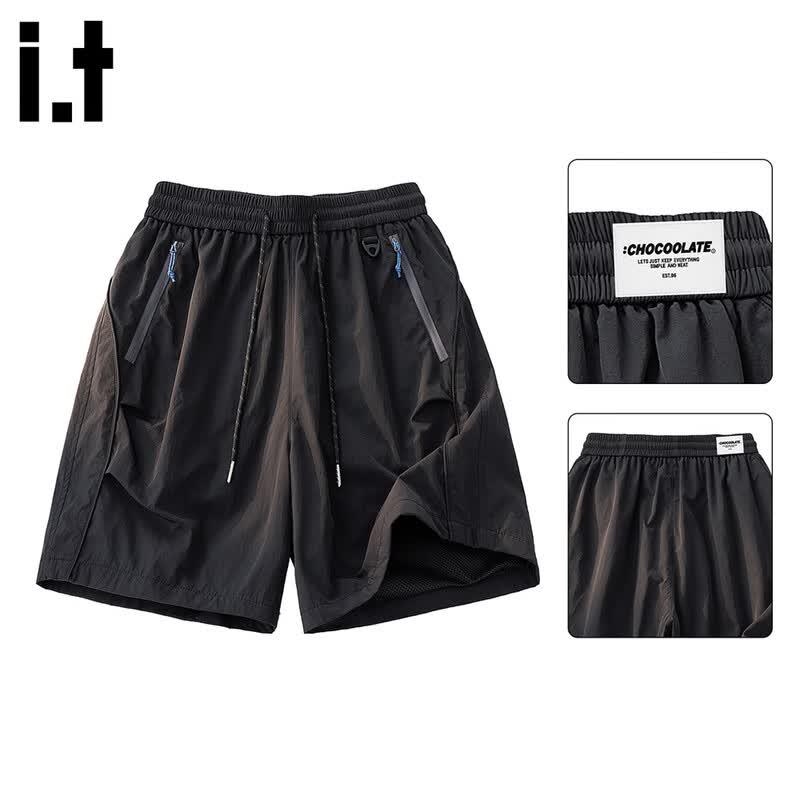 CHOCOOLATEit Men's Ice Silk Patchwork Loose Shorts