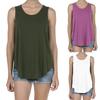 Moda Feminina Camiseta Colorida Gola Redonda Sem Mangas Colete Tops Soltos