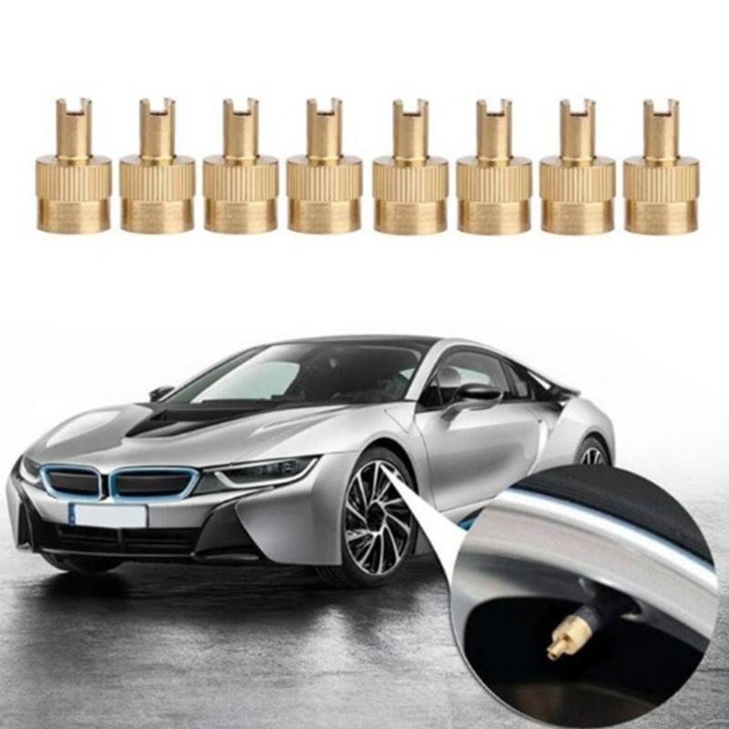Pack Of 8 Premium Brass Tire Valves Caps Leakproof Design Universal for Car Motorcycle Tire Accessories Easy Installation