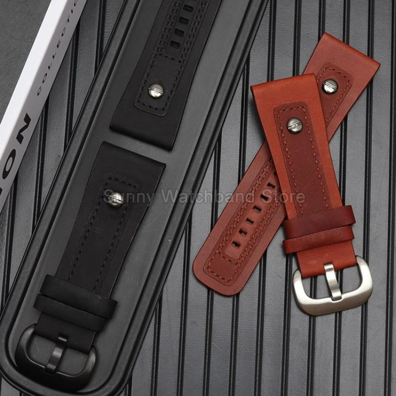 Rindslederarmband 28mm für SevenFriday Q1 Q2 Q02 Q03 Flaches Interface Nietenverziert Handgenäht Luxus-Uhrenzubehör