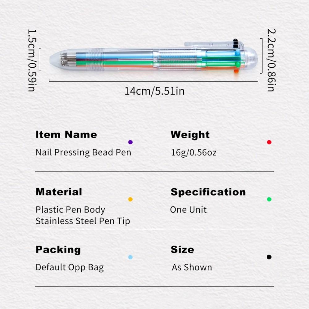 6-in-1 Magic Pen Nail Art Multi-tip Nail Dotting Tool Gel Polish Painting Pen for Salon Home DIY Manicure Designs