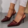 Moda 2025 Lato Damskie Sandały na Wysokim Obcasie Moda Kokarda Sukienka Singback Czółenka Elegancka Impreza Ślub Damskie Buty