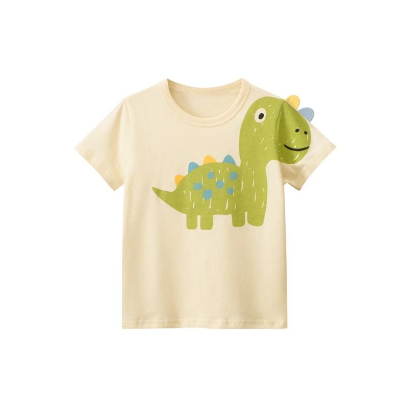 2024 Children 3D Cartoon Short T-Shirts Clothes for Boy 100% Cotton Short Sleeve Dinosaurs Cute Kids Casual Sport Top Tees