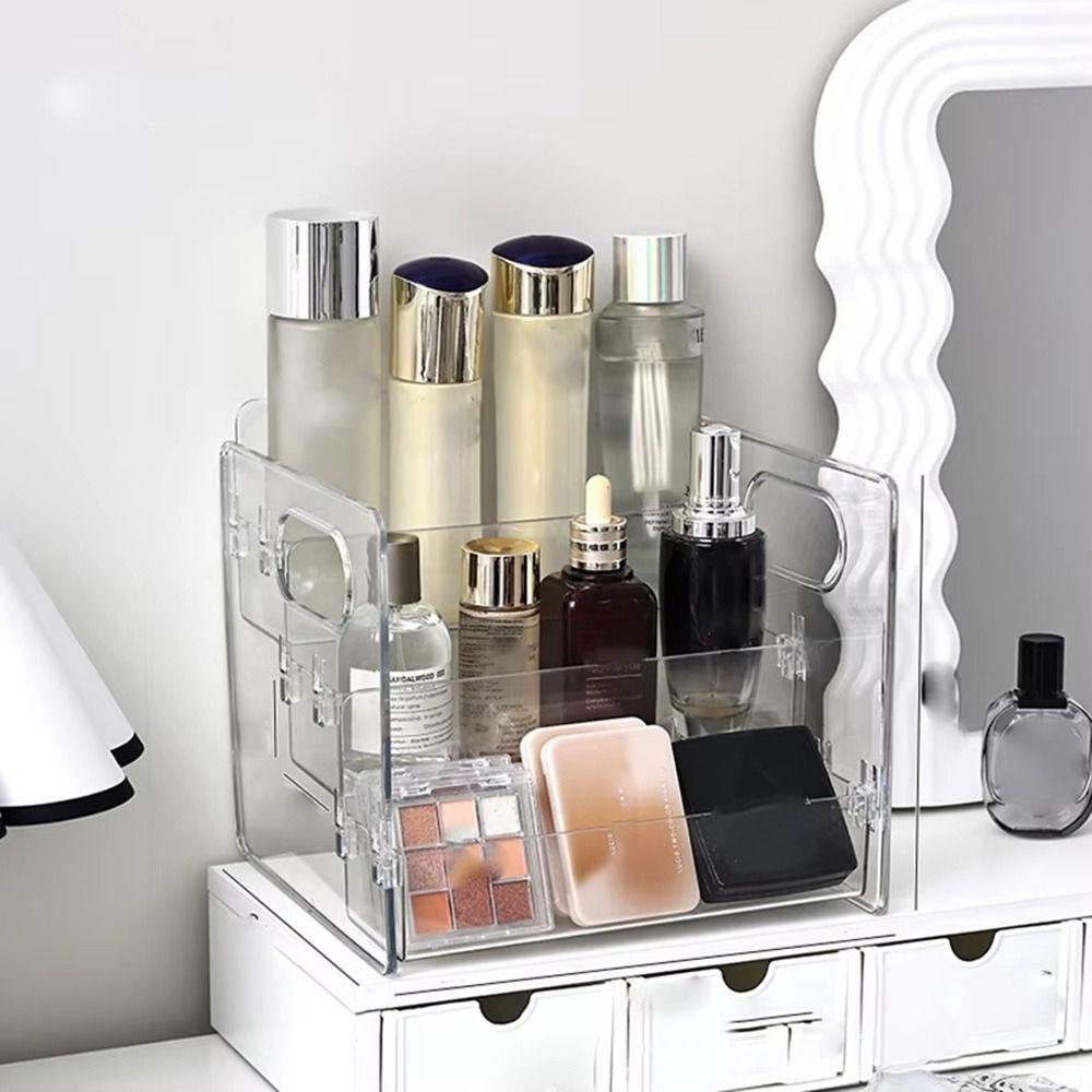 Transparenter Schreibtisch-Kosmetik-Organizer Multifunktionales Schminktisch-Organizer-Regal Kosmetik-Aufbewahrungsbox Mehrschichtig