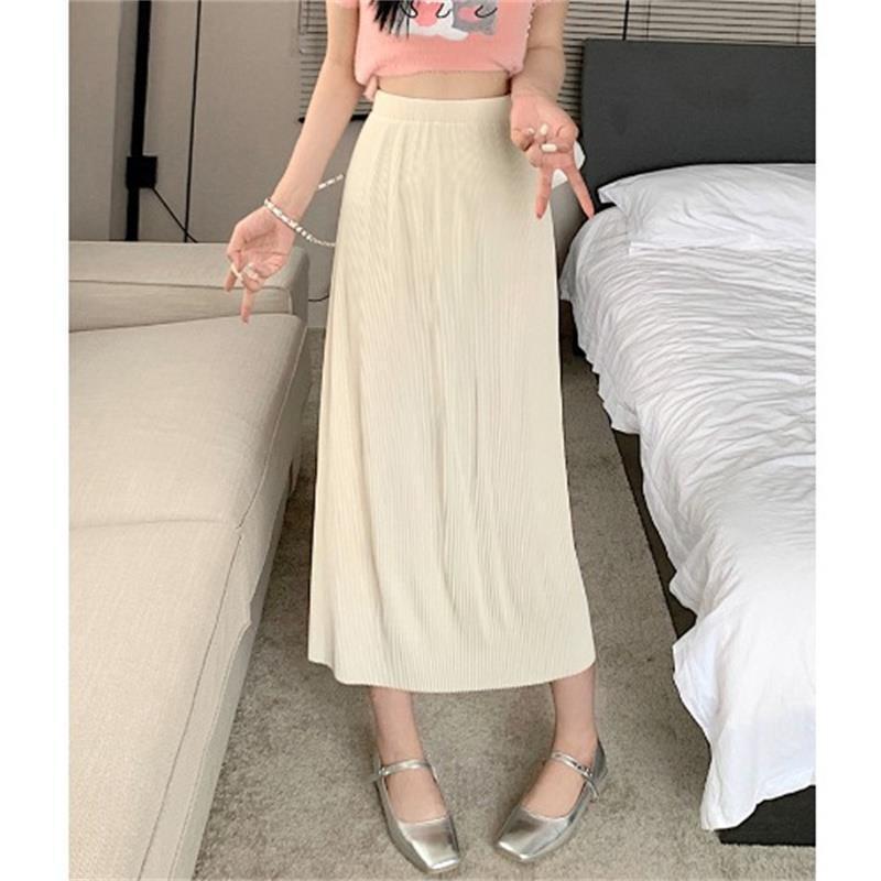 

Pleated High-Waist A-Line Bodycon Midi Skirt - Summer 2023 Korean Style, Slimming, Hip-Hiding for Women Medium