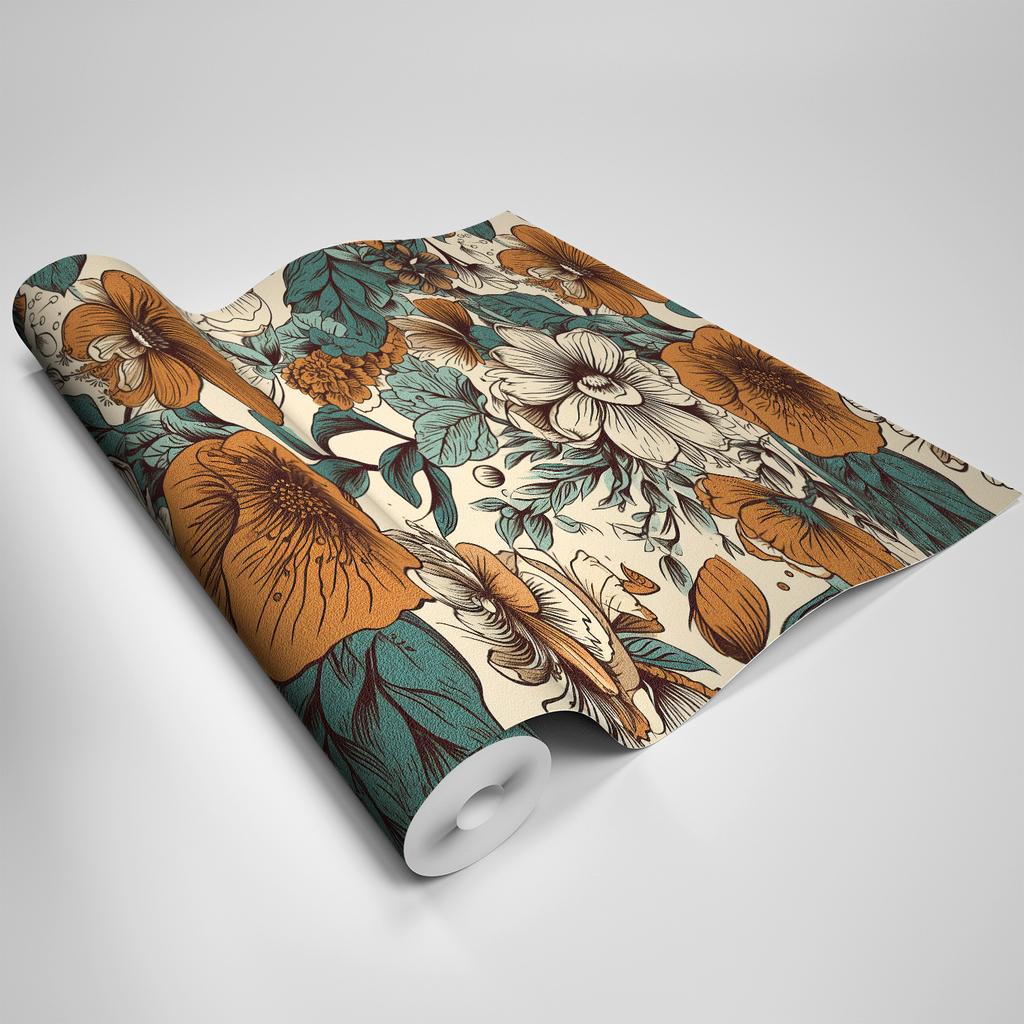 Nordic Style Seamless Splicing Kitchen Living Room Self-adhesive Wallpaper Waterproof Moisture-proof Matte Pvc Plant Wallpaper Wall Sticker