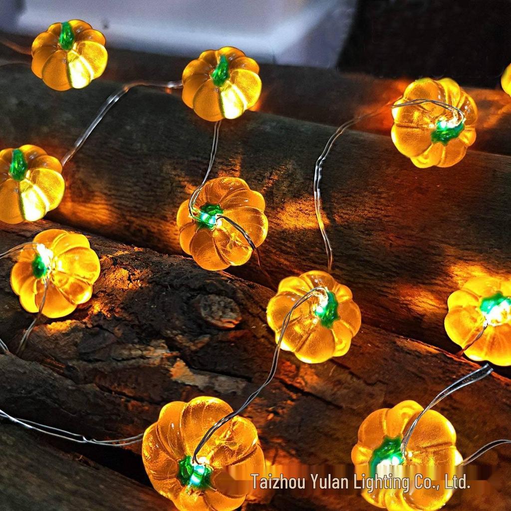 Halloween Pumpkin & Maple Leaf Copper String Lights: Decorative Night Lights for Thanksgiving & Ghost Festival