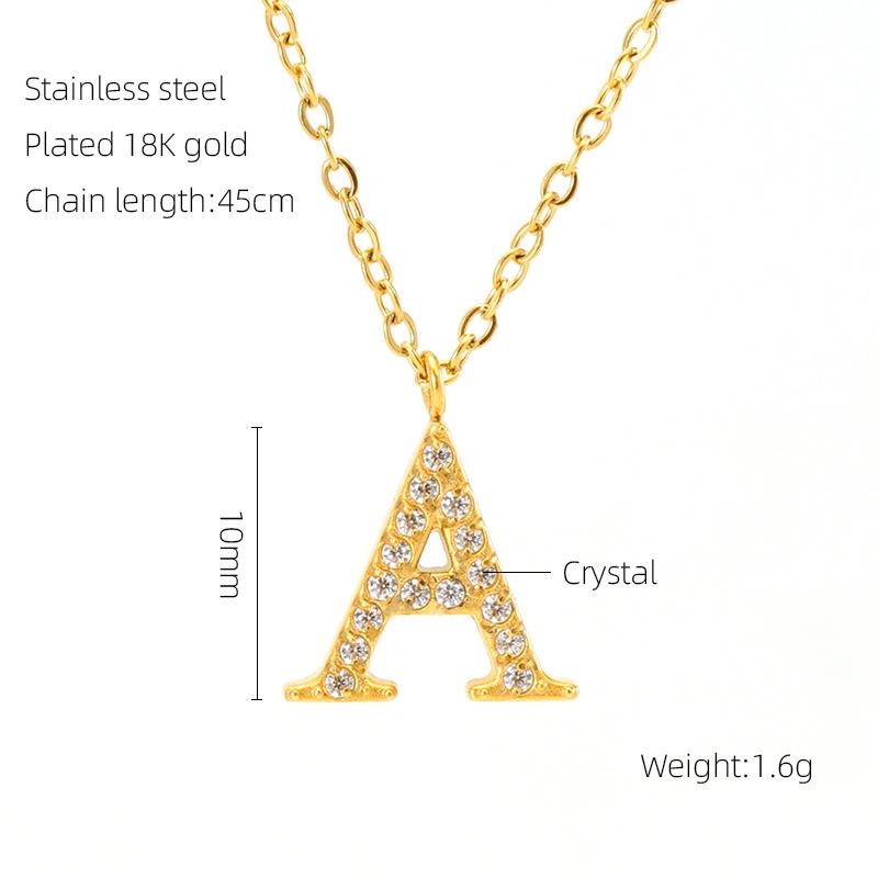 Summer Fashion Diamond Letter Necklace Women s Versatile 26 English Letter Pendant Clavicle Chain 2026 18k vacuum plating
