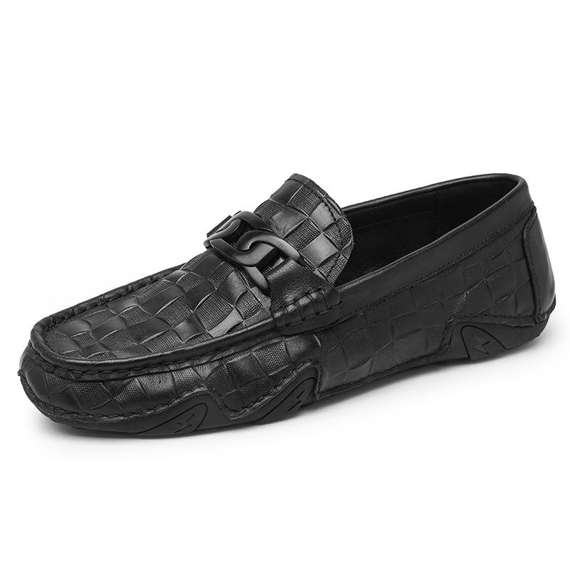 Men s Hand-Stitched Leather Loafers with Rubber Outsole Size 42