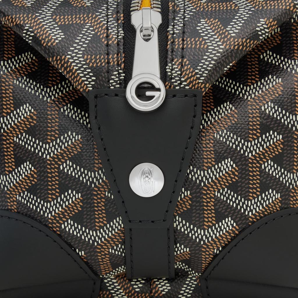 Goyard Monogrammed Zippered Canvas And Calfskin Travel Toiletry Bag Unisex Toiletry Bag Black BOEING025TY-01CL01P