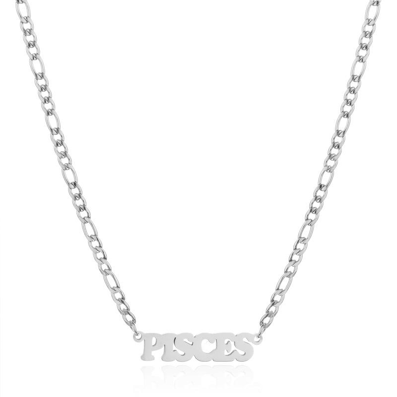 Gold/Silver/Rose Gold Color Twelve Constellations Stainless Steel NK Chain Pendant Necklace Female Jewelry 18+2in