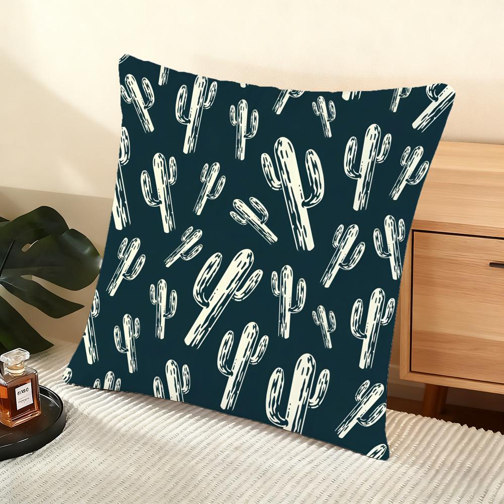 Cactus Pattern Cushion Cover Soft Short Plush Pillow Cover Smooth Cozy Texture Aesthetic Cushion Case Home Decor