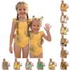 Girls One Piece Swimsuit Floral Print Sleeveless Ruffle Shoulder Summer Beachwear Kids Swimwear Bathing Suit for Children
