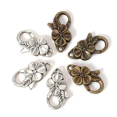 10 Teile/los Antike Silber Blume Karabiner Haken für Halskette Armband Kette DIY Schmuck Zubehör Erkenntnisse 26*15 MM