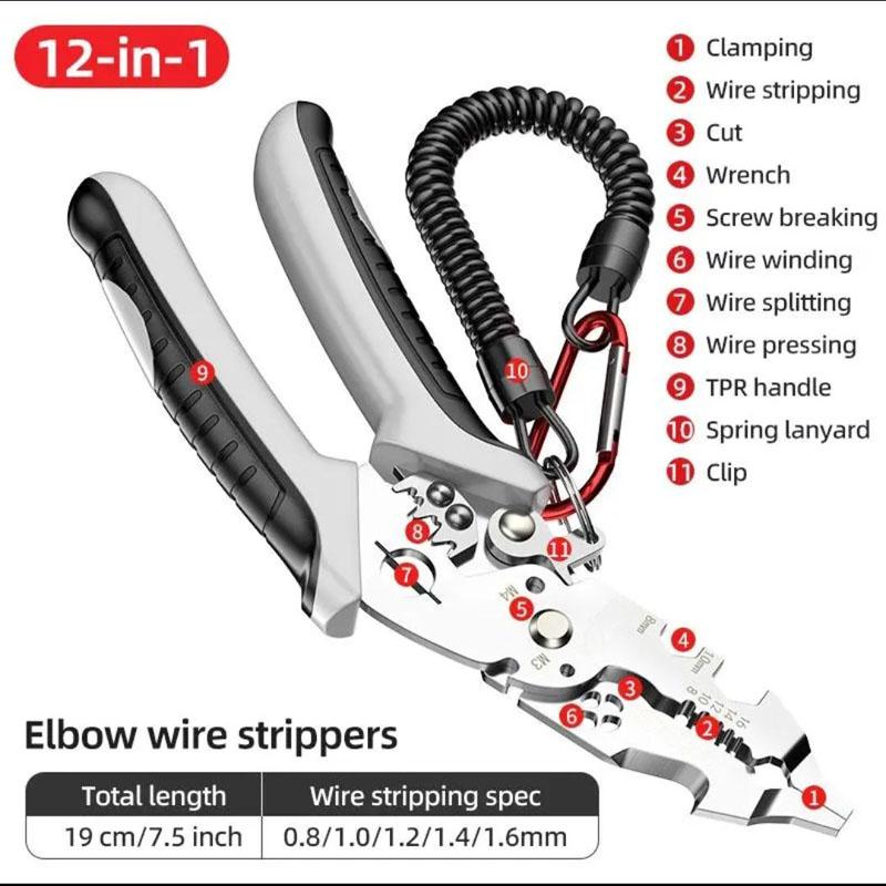 Multi-Function Wire Stripper, Crimping Pliers & Cable Cutter – Adjustable Electrician Tool