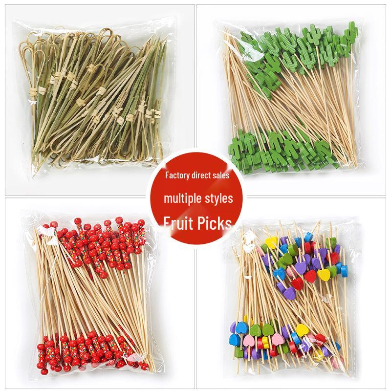 Creative Bamboo Fruit & Flower Picks for Parties, Cocktails, Burgers, & Easter Decorations