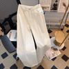 Womens White Wide Leg Straight Cut Jeans High Waist Loose Fit Cotton Denim Trousers 2026 Fall