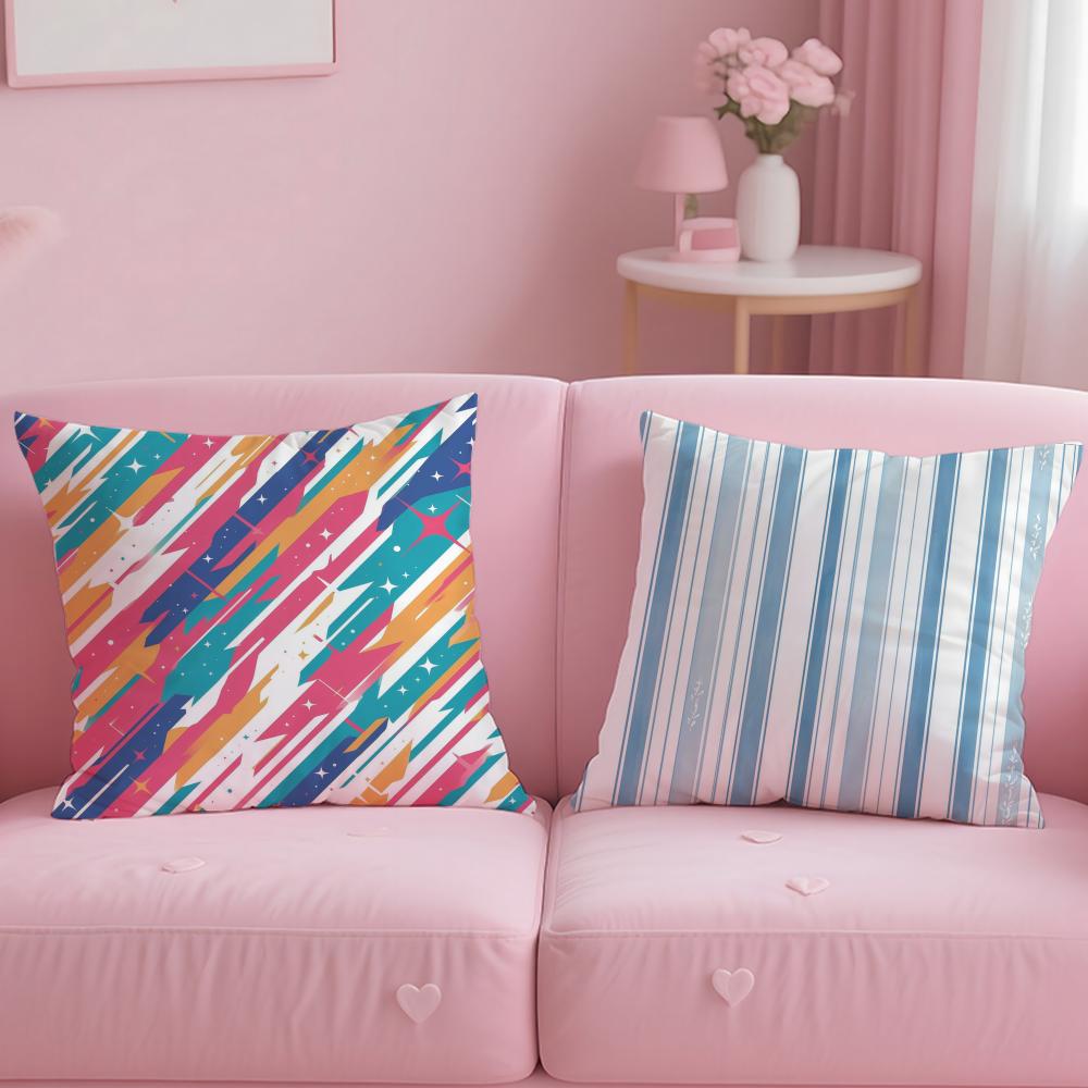 classic pattern Classic Striped Cushion Cover Soft  EasyWash Pillow Case  Versatile for Couch Bed Travel and Office