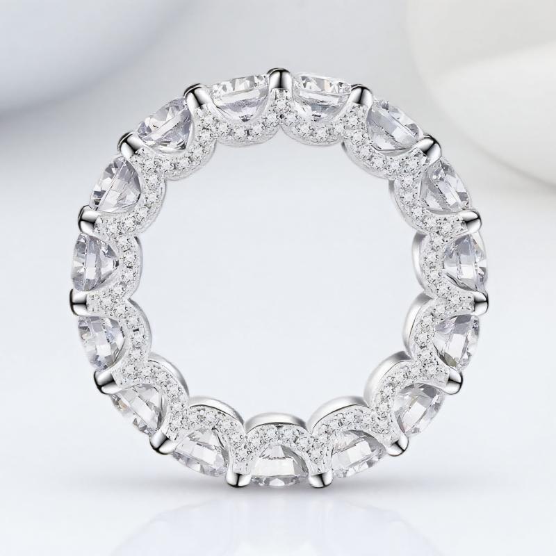White Zircon Full Stone Wheel Ring Luxury Crystal Small Round Engagement Rings For Women Charm CopperColor Wedding Band Jewelry