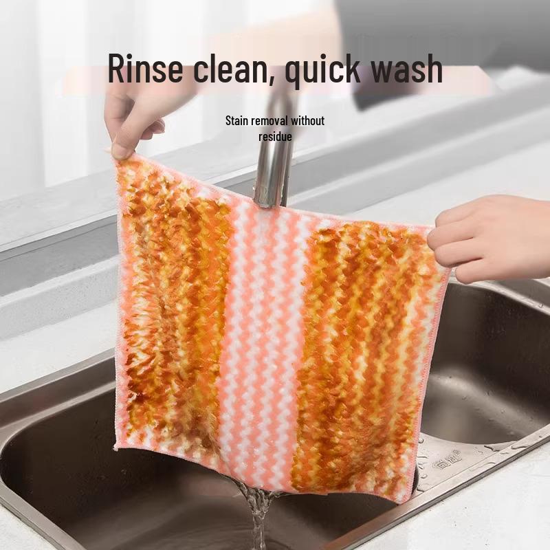 Non-Stick Absorbent Kitchen Dishcloth - Easy-Clean, Hair-Free, Lazy Rag for Wiping and Housework
