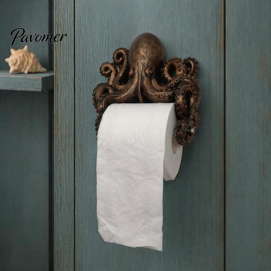 Funny Shark Tissue Holder Ocean Toilet Paper Holder, Turtle/Octopus/Shark Shape, Wall Mount Space Themed Home Decor Saving Resin Organizer,