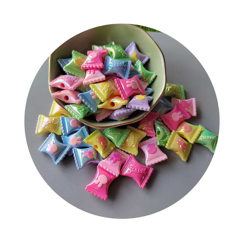 AB Colorful Rabbit Candy Acrylic Beads for Jewelry DIY Making Necklaces Bracelets Keychain Accessories