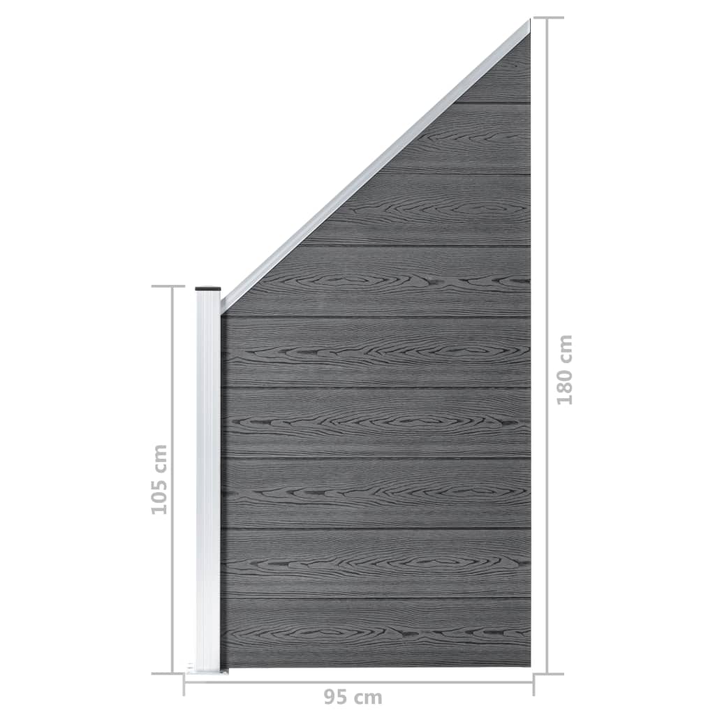 WPC Fence Set 2 Square Panels + 1 Diagonal Panel 446 X 186 Cm Grey
