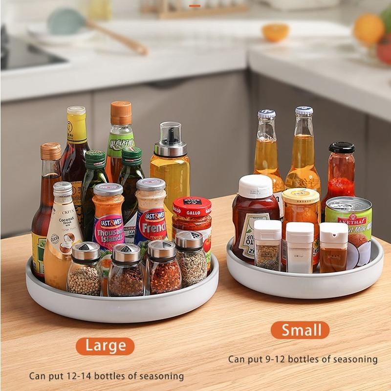 Multi-function 360 Rotating Seasoning Storage Rack Shelf Rotating Spice Rack Non-slip Waterproof Kitchen Organizer Accessories