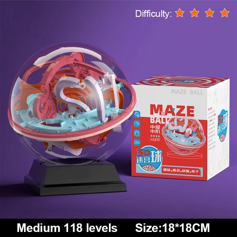 3D Puzzle Ball Maze Toy Children Challenge Obstacle Game Labyrinth Ball 3D Maze Montessori Puzzle Balance Traine Clearance Game