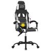 Gaming Chair Swivel Black and White Faux Leather