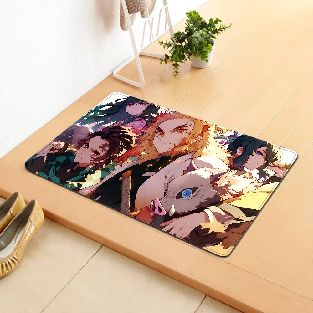 Demon Slayer Entrance Door Mat Rectangle Anti-slip Home Soft Badmat Front Door Indoor Outdoor Mat Toilet Rug