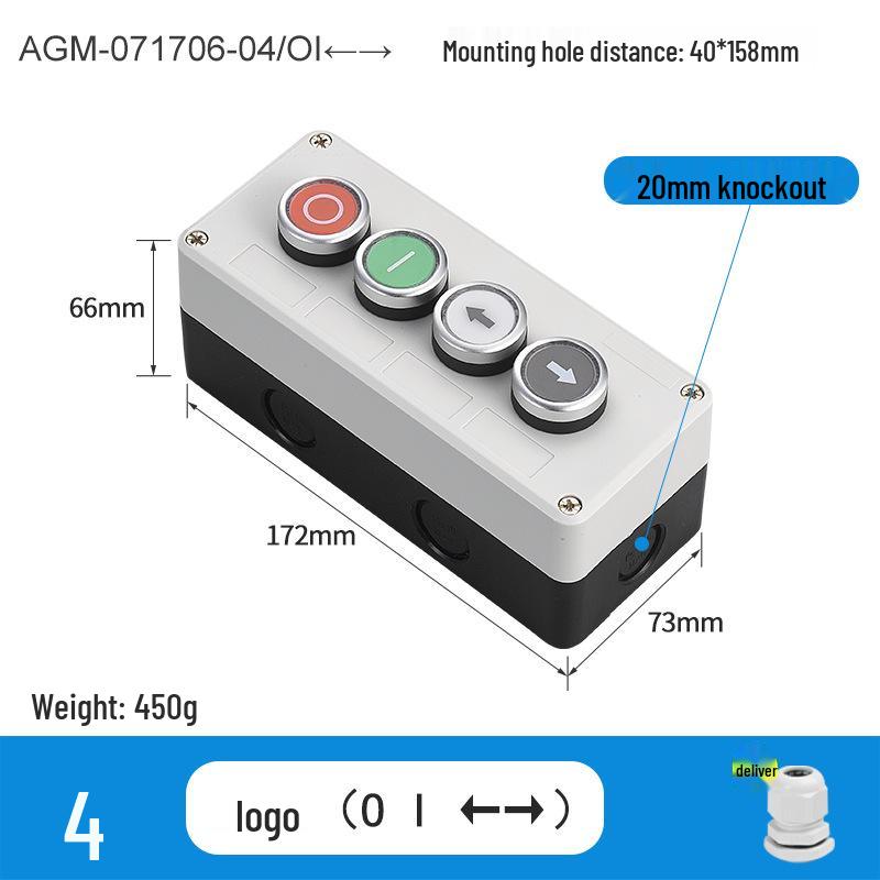 KEOLEA Waterproof Emergency Stop & Start Button, Industrial Self-Reset Push Control Box