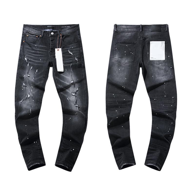 European and American Purple Slim Men's Trendy Light Luxury Elastic Jeans