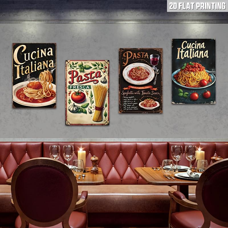 Hisun Tin Sign Vintage Cucina Italiana Pasta Metal Tin Sign Retro Italian Food Wall Art Decor for Kitchen Restaurant Diner Rustic Iron Painting