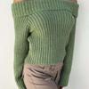 Elegant European and American Women's Clothing Beautiful Stylish Fall and Winter New Arrival off-Shoulder Long Sleeves Tops Sexy Knitting Sweater