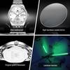 Olishi Men's Luminous Waterproof Quartz Watch with Diamond Bezel and Steel Band