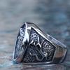 Retro Viking Stainless Steel Wolf Ring Men Biker Ice Wolf House Stark Winterfell Animal Ring Nordic Fashion Jewelry Size 7-13