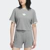 Adidas Originals Trefoil Short Sleeve Tee With Embroidered Logo Women Tops Heather-Gray IK8670