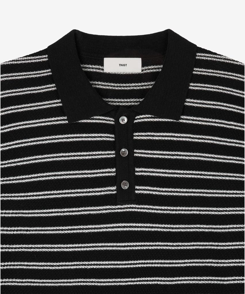 Tienjiti Striped Polo Washable Knit (Black) Tnsw6E202Bk